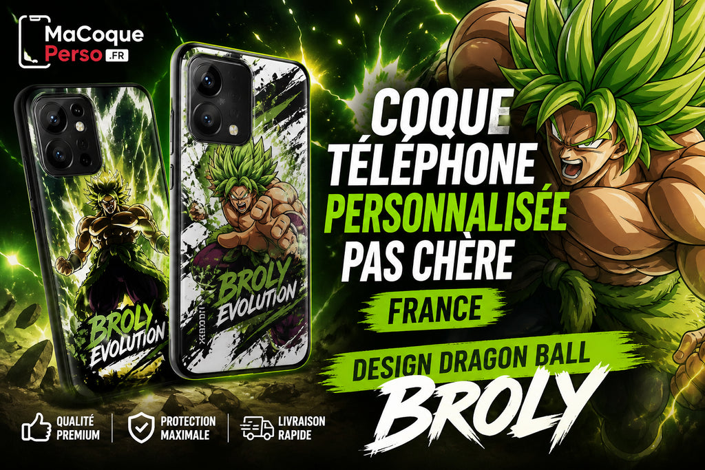 Craquez pour une coque téléphone personnalisée pas chère en France avec design Broly Dragon Ball. Qualité premium, livraison rapide 48h.