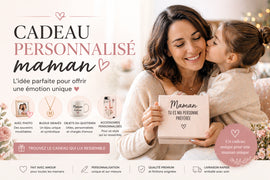 Image cadeau personnalisé maman avec coffret et message tendre, idée cadeau unique et émotionnelle pour la fête des mères