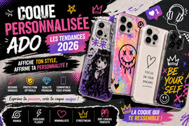 Coques personnalisées pour ado avec designs manga, couleurs flashy et style tendance 2026