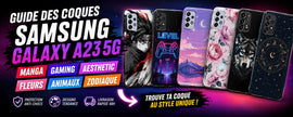 Guide des coques Samsung Galaxy A23 5G manga gaming aesthetic fleurs animaux et zodiaque