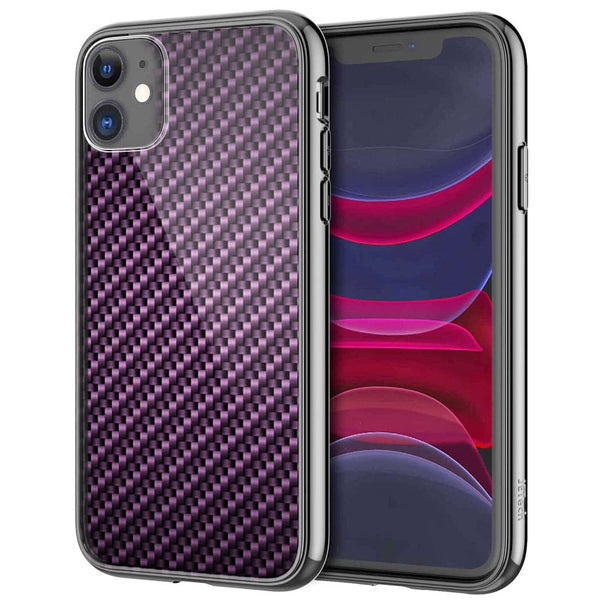 Coque iPhone 12 Texture Carbone Violet - MaCoquePerso