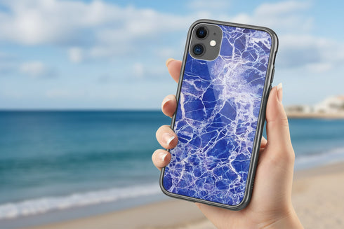 protection renforcée marbrures bleues pour iPhone 12