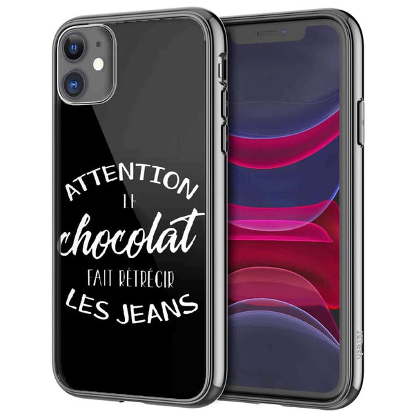 Coque iPhone 13 Attention le Chocolat fait retrecir les Jeans - Plexi, IPHONE 13