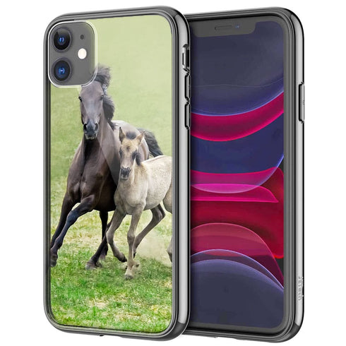 Coque iPhone 13 Horses, Wild Duelmener ponies, mare and foal - IPHONE 13 PRO, Plexi