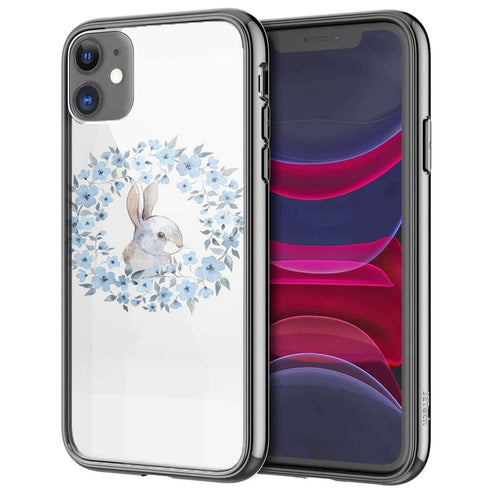 Coque iPhone 13 Lapin Fleur Bleue - Plexi, IPHONE 13