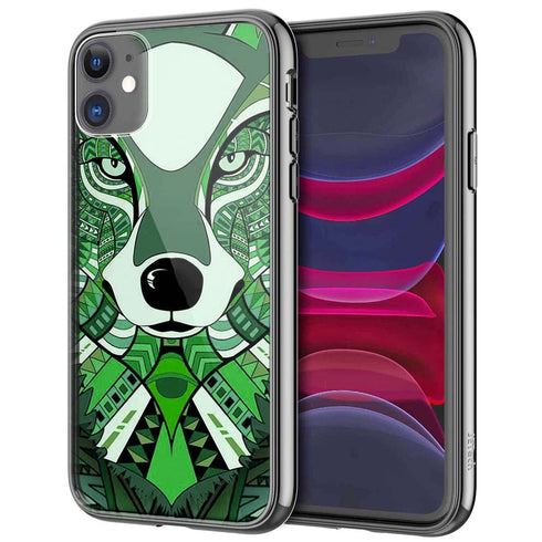 Coque iPhone 13 Loup Vert Azteque - IPHONE 13 PRO, Plexi