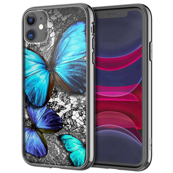 Coque iPhone 13 Papillon Turquoise