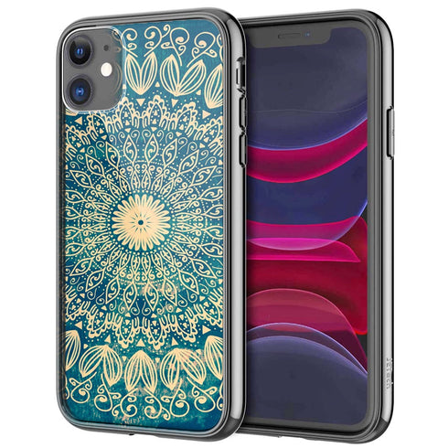 Coque pour iPhone 13 Blue organic boho mandala