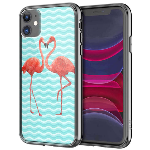 Coque pour iPhone 13 Flamingo love