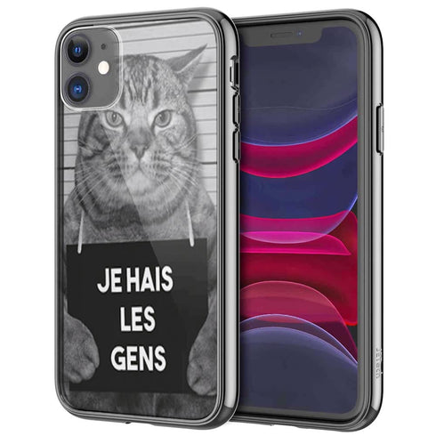 Coque iPhone 13 I Hate People Cat Jail