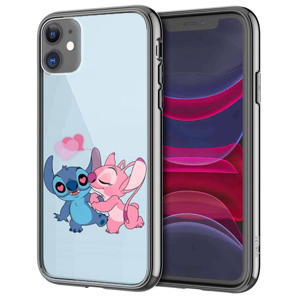 Coque iPhone 13 Stitch angel love heart pink