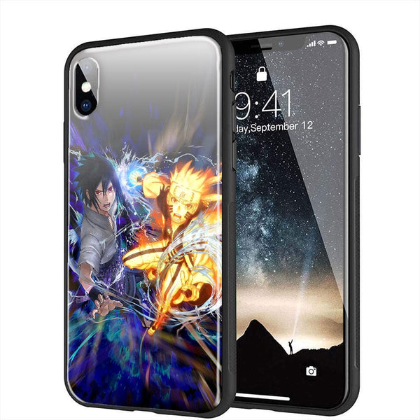 Coque Verre Trempé Fight Naruto Sasuke pour iPhone XR