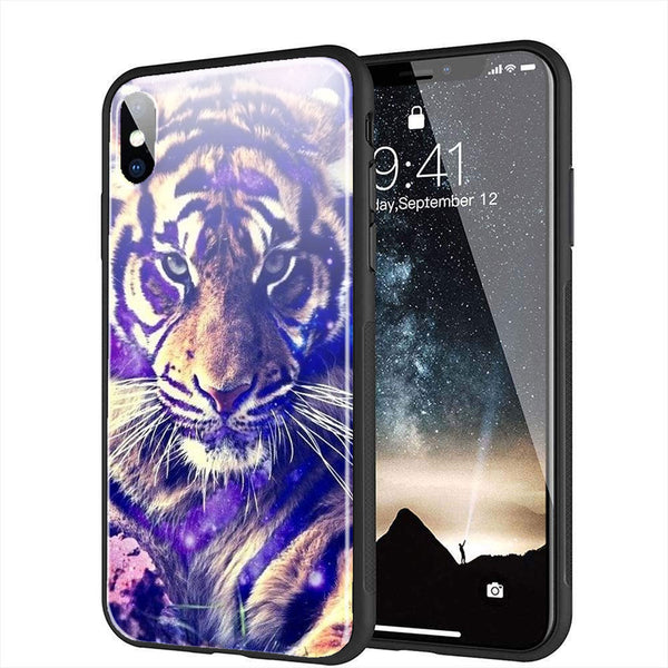 coque iphone xr original verre trempé tigre bleu