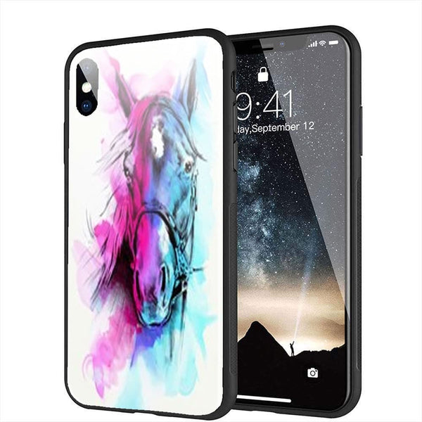 coque iphone xr original verre trempé watercolor horse