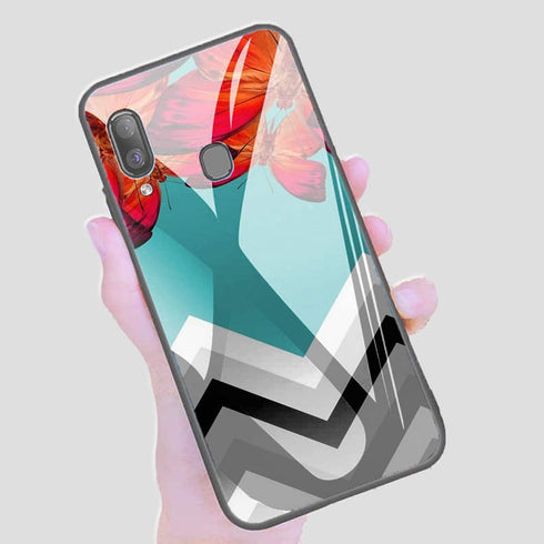 Coque pour Samsung A40 Papillon Aurore et Chevrons - MaCoquePerso