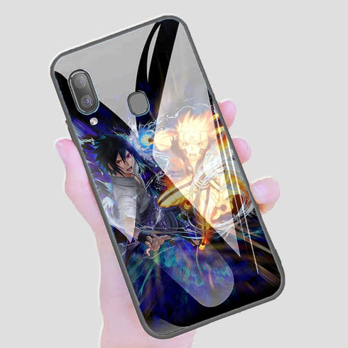Coque Fight Naruto Sasuke pour Samsung Galaxy A40 Hybride Verre Trempé