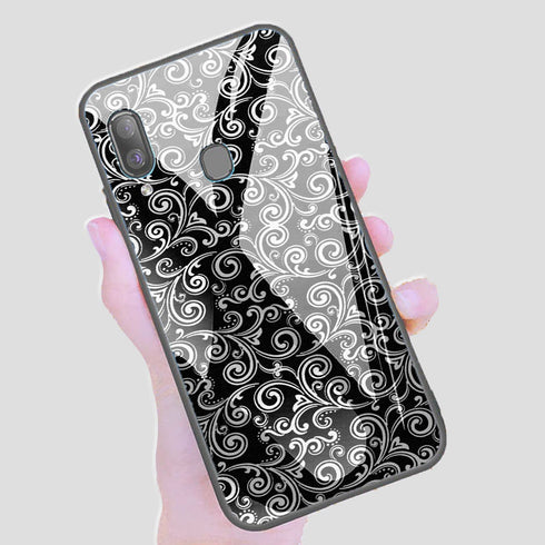 Coque Samsung A40 Black and white swirls - MaCoquePerso