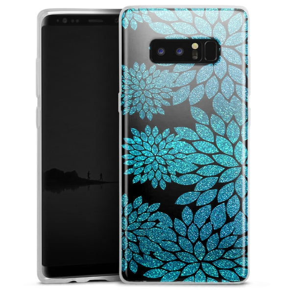 Aqua Flowers Glitter | Coque telephone Française Samsung NOTE 8 | Etui pour Samsung NOTE 8 | Housse antichocs - MaCoquePerso