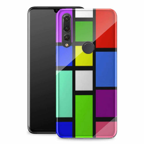 Design Unique | Coque Huawei P30 LITE Cubes Colorés | Bumper Tpu Verre Trempé Portable MaCoquePerso