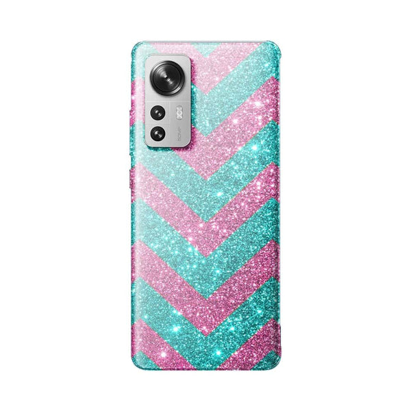 Coque Xiaomi 12 5G Chevrons Strass Violet Rose