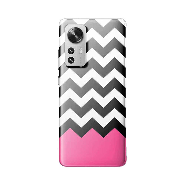 Coque Xiaomi 12 5G Chevrons Colorés Rose et Noir