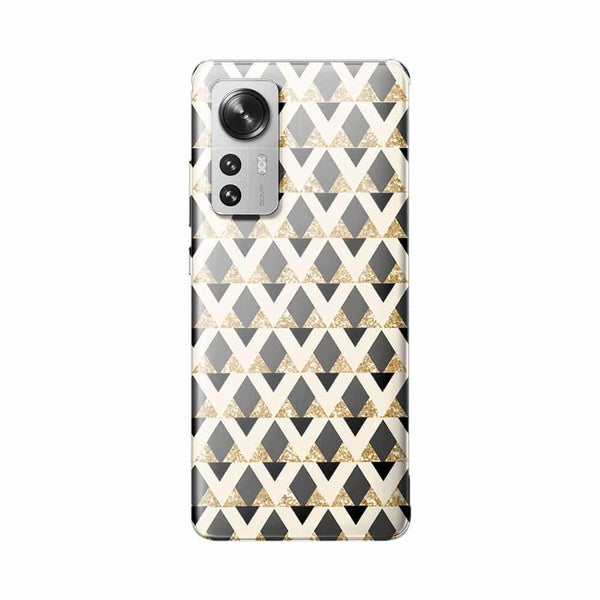 Coque Xiaomi 12 5G Glitter triangles in gold black and nude