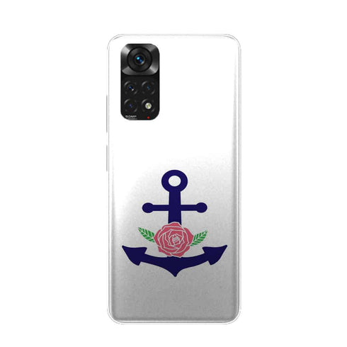 Coque Xiaomi Redmi Note 11 ancre florale bleu marine et rose