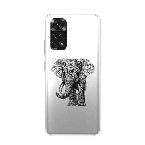 Coque Xiaomi Redmi Note 11 Noir dessin Blanc Elephant
