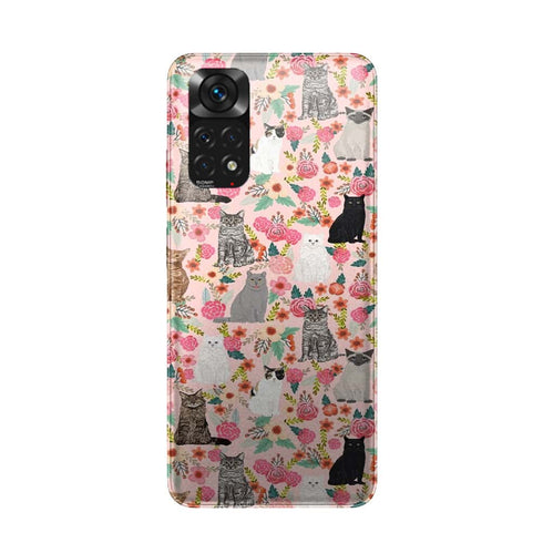 Coque Xiaomi Redmi Note 11 Racesde chats mixtes florales