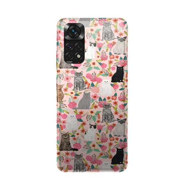 Coque Xiaomi Redmi Note 11 Racesde chats mixtes florales