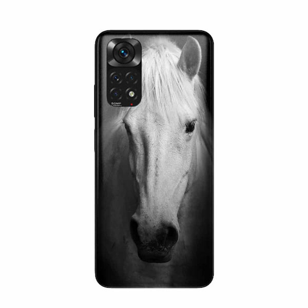 Coque Xiaomi Redmi Note 11 Tete de Cheval Noir et Blanc