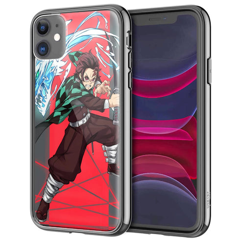 Coque pour iPhone 12 Tanjiro Kamado Katana en verre Trempé