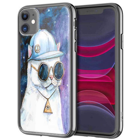 Chat Hipster, Coque iPhone en Verre Trempé, collection Chats