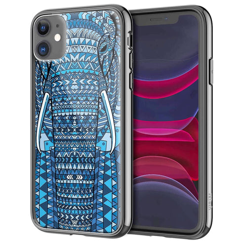 Elephant Bleu, Coque iPhone en Verre Trempé, collection Animaux