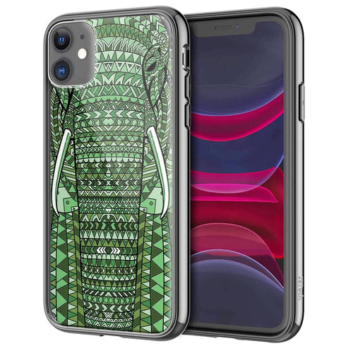 Elephant Kenya, Coque iPhone Elephant Vert Massaï en Verre Trempé