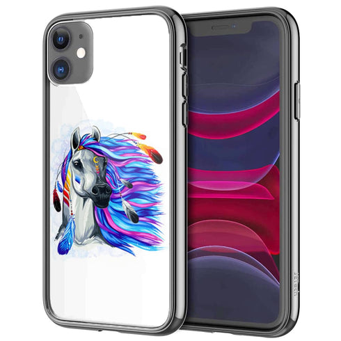 Frison Cheval Amérindien, Coque pour iPhone en Verre Trempé