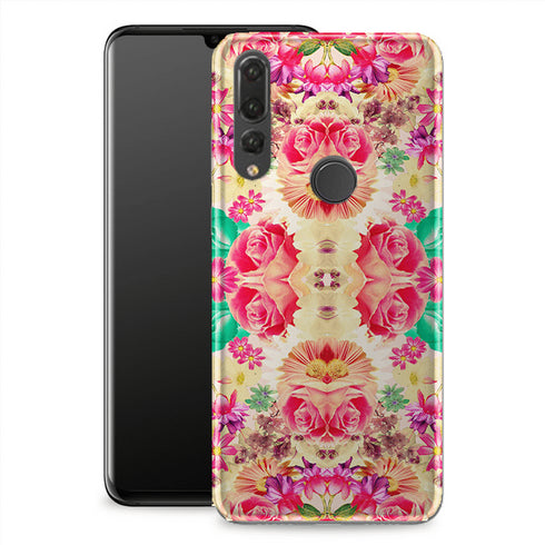 Coque arriere silicone P30 Lite Retro Flowers