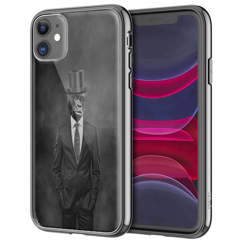 Monkey Business, Coque iPhone 12, 11, X, XR, Xs, 8, 7, 6 en Verre Trempé, collection Animaux