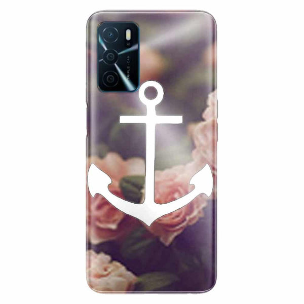 Coque Oppo A16 ancre florale fond de roses