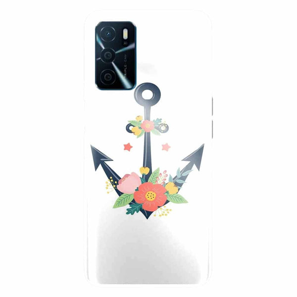 Coque Oppo A16 ancre florale nautique fleurs mignonnes