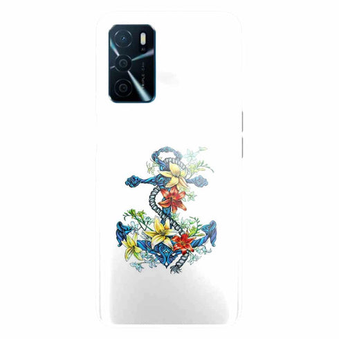 Coque Oppo A16 ancre bleu avec illustration de lis du jour
