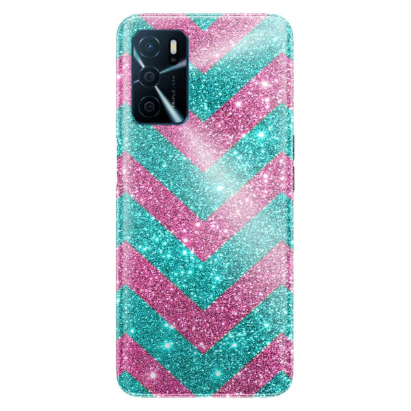 Coque Oppo A16 Chevrons Strass Violet Rose
