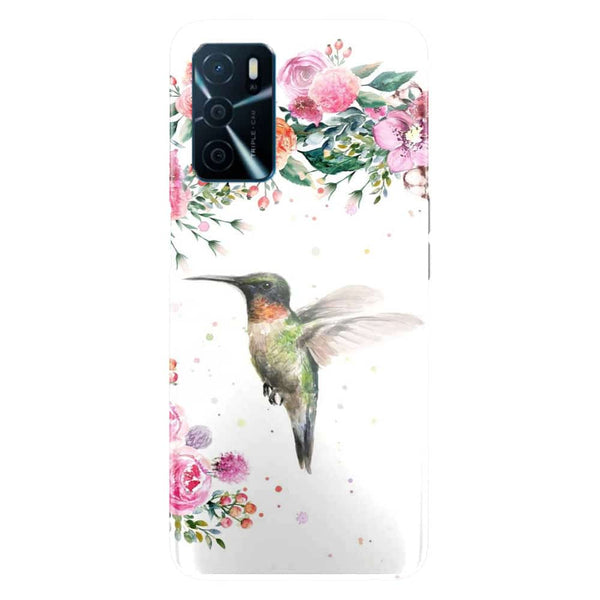 Coque Oppo A16 Colibri et fleurs aquarelle