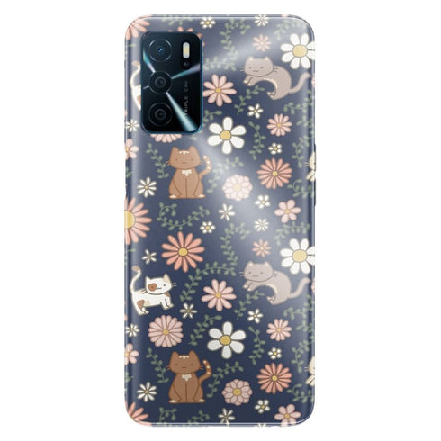 Coque Oppo A16 Floral meower marine