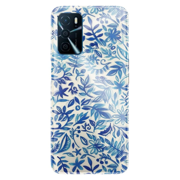 Coque Oppo A16 Jardin flottant motif aquarelle en bleu