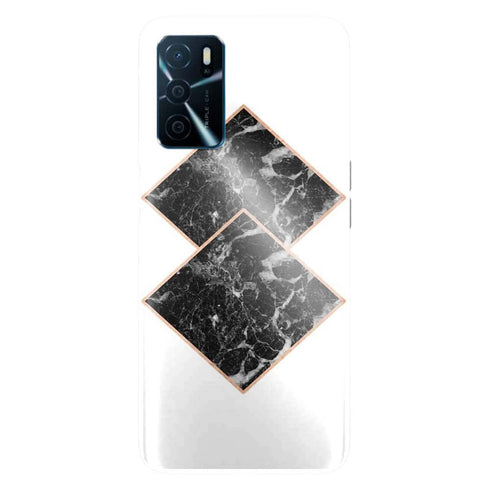 Coque Oppo A16 Marbre noir diamant or rose dore