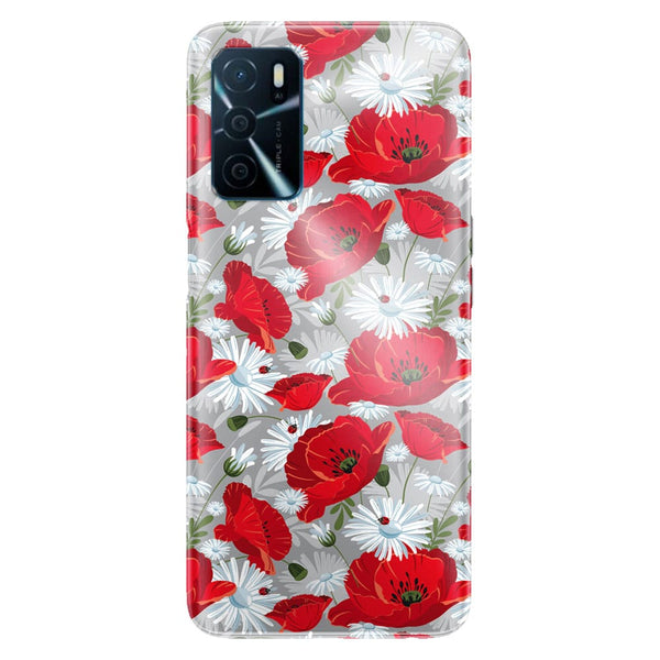 Coque Oppo A16 Motif de fleur rouge