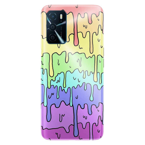 Coque Oppo A16 Pastel Kawaii Melting Rainbow Design