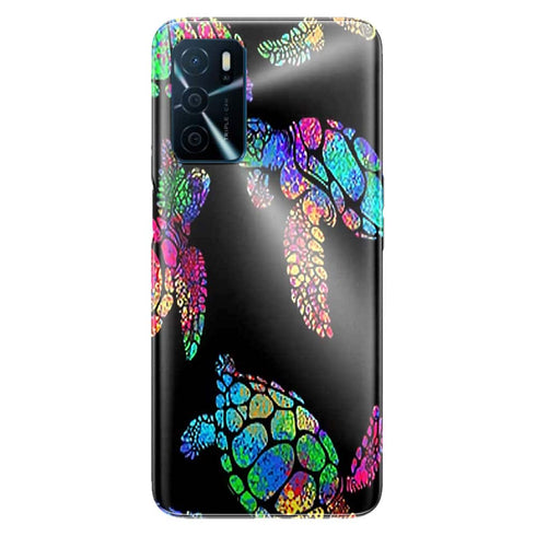 Coque Oppo A16 Tortue de mer avec des fleurs