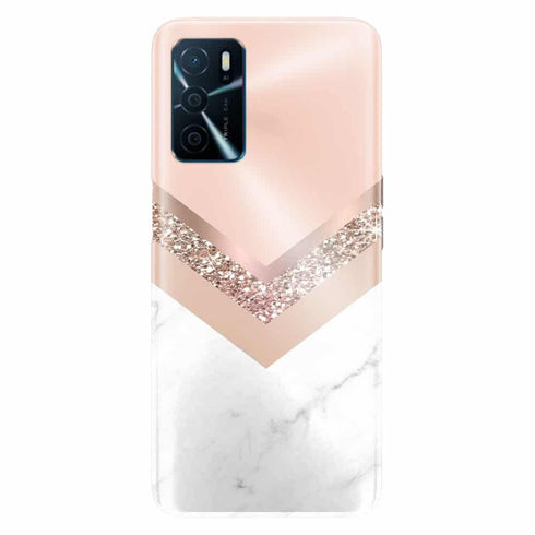 Coque Oppo A16 Triangle en or rose et marbre